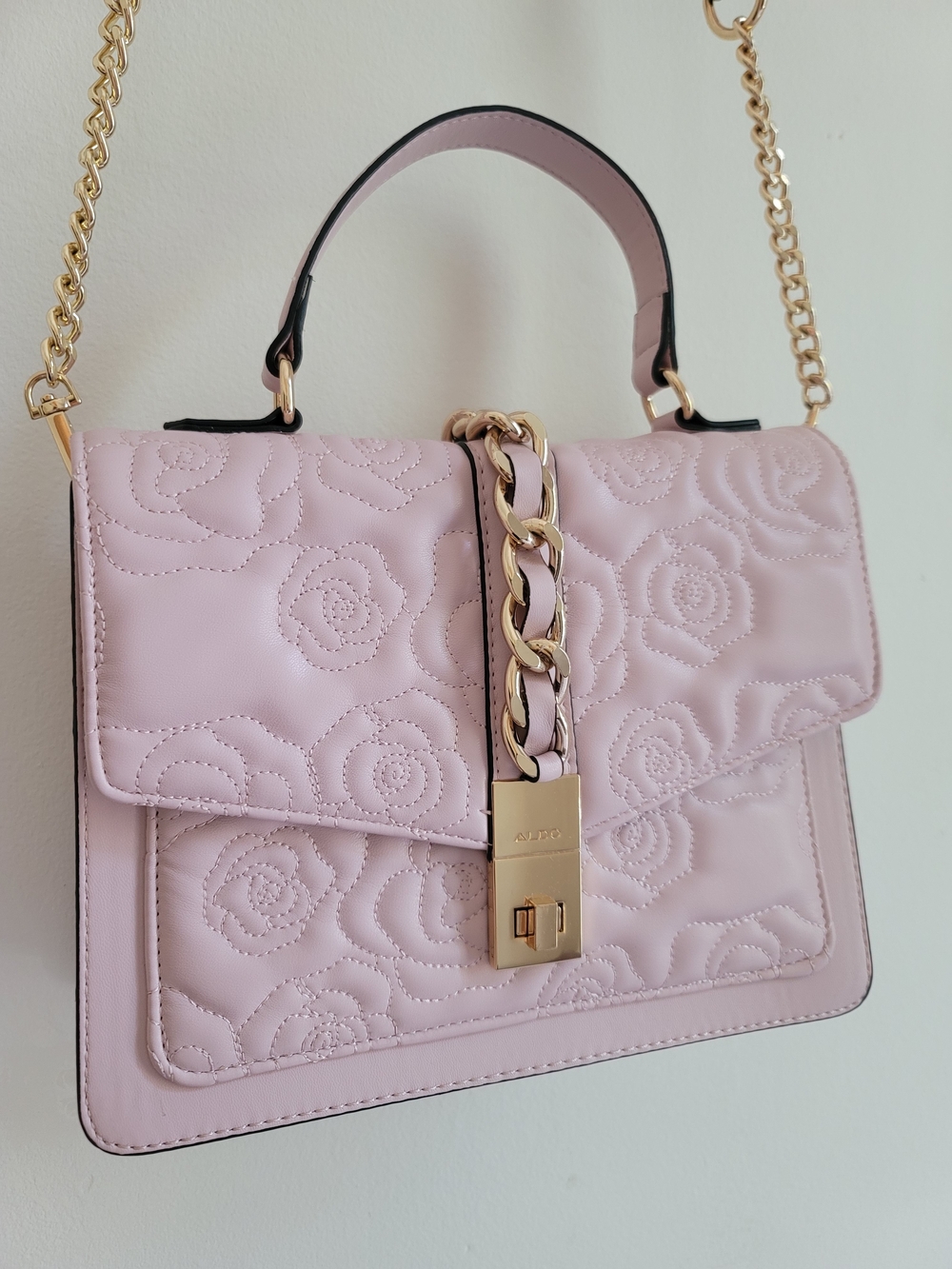 Aldo Powdery Pink Quilted Crossbody Purse